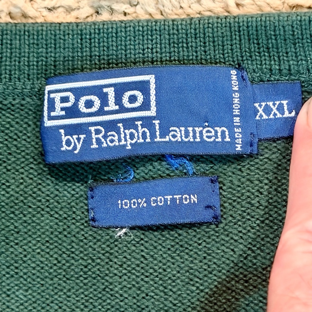 Polo Ralph Lauren Men's Green V Neck Cotton Sweater Size XXL Preppy Office - Picture 4 of 4